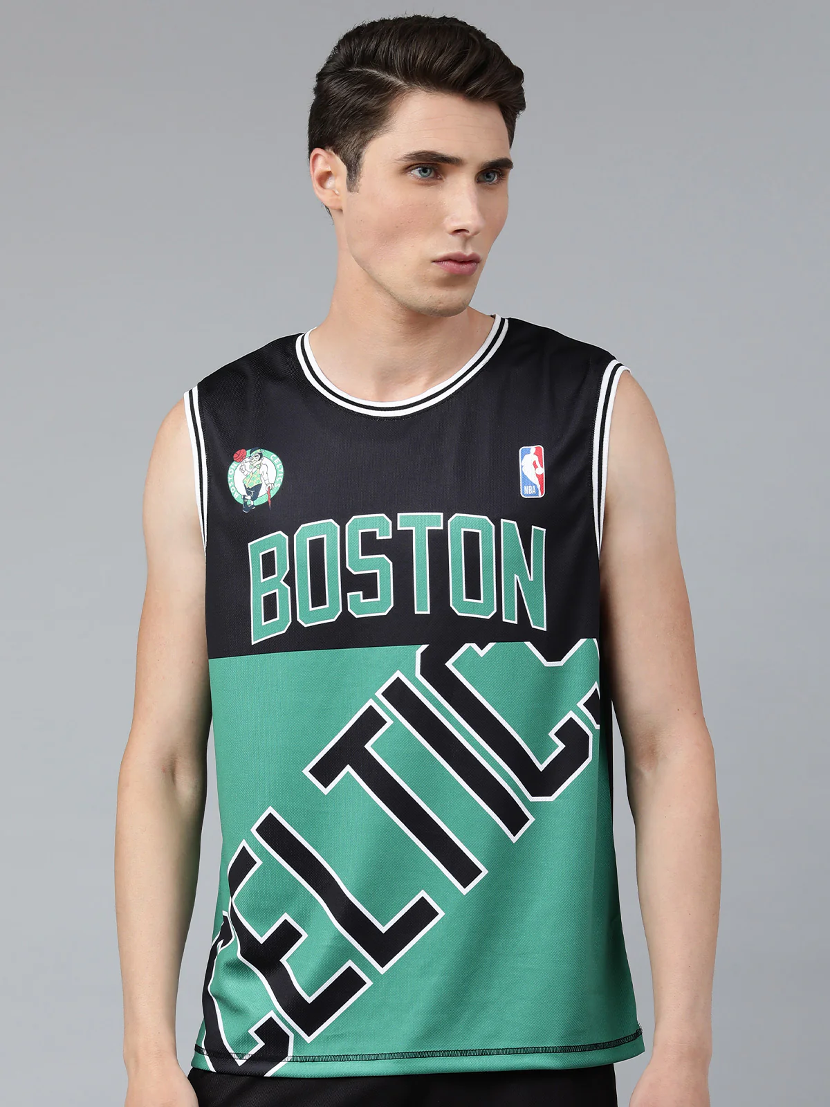 Boston Celtics: Half & Half Sleeveless Jersey - Black - Image 3