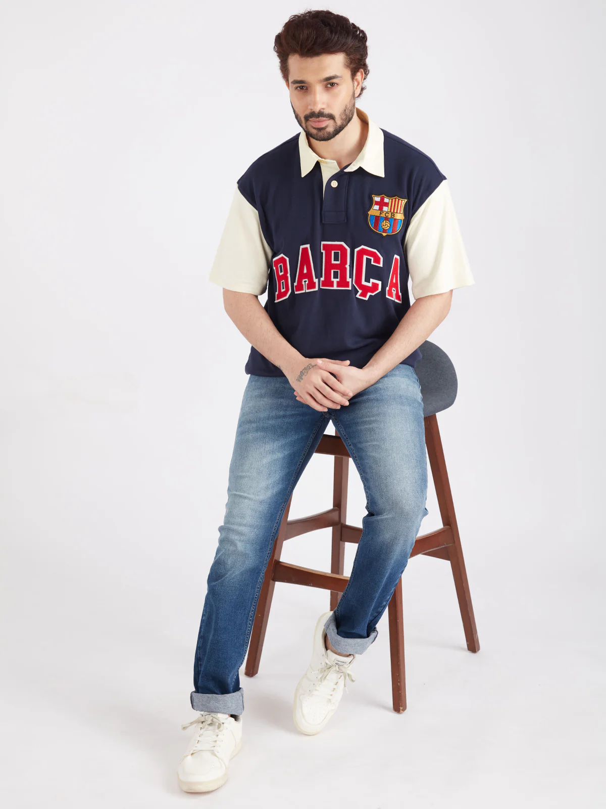 FC Barcelona Typography Oversized Polo - Image 5