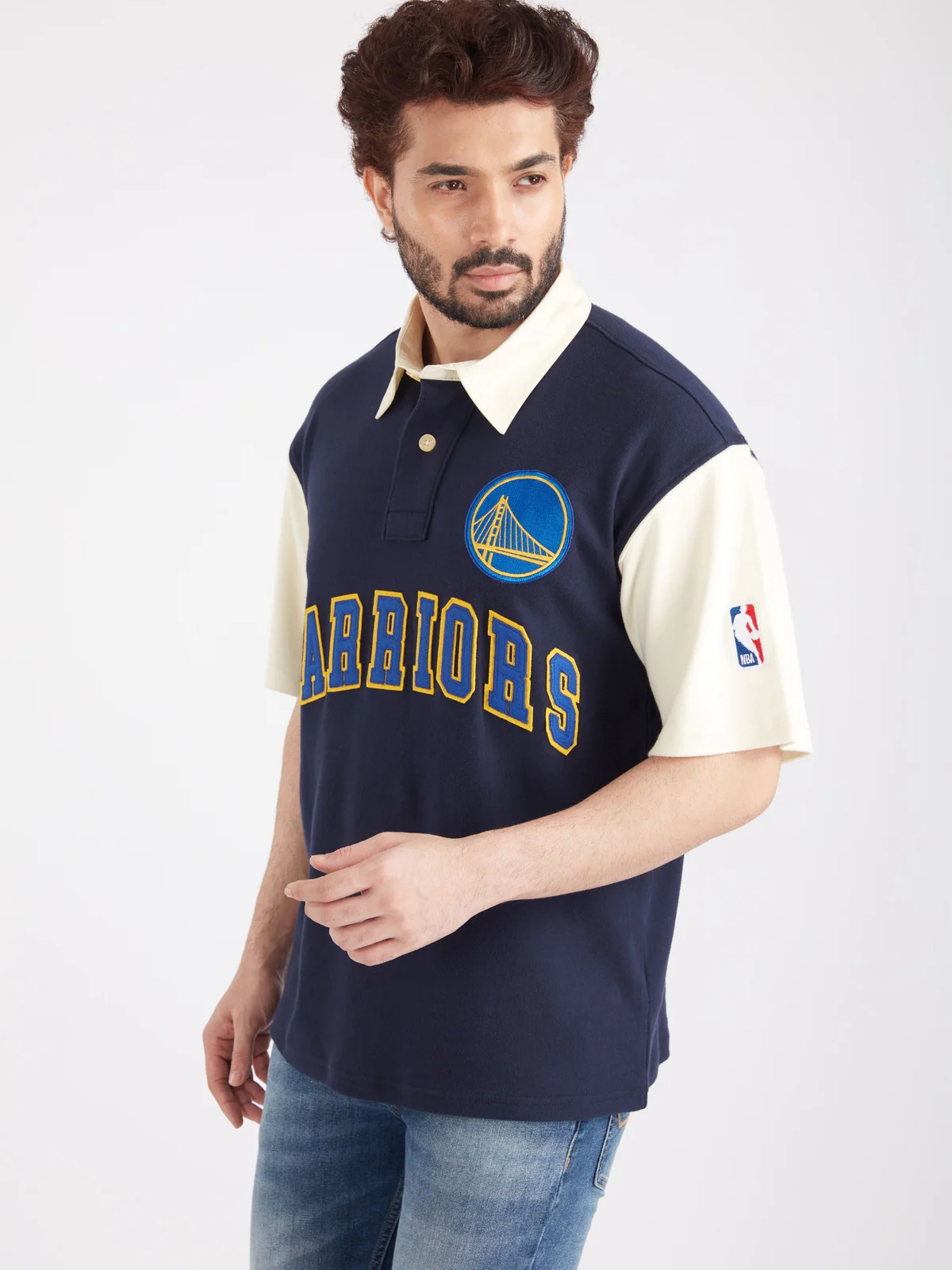 Golden State Warriors Typography Oversized Polo - Image 5