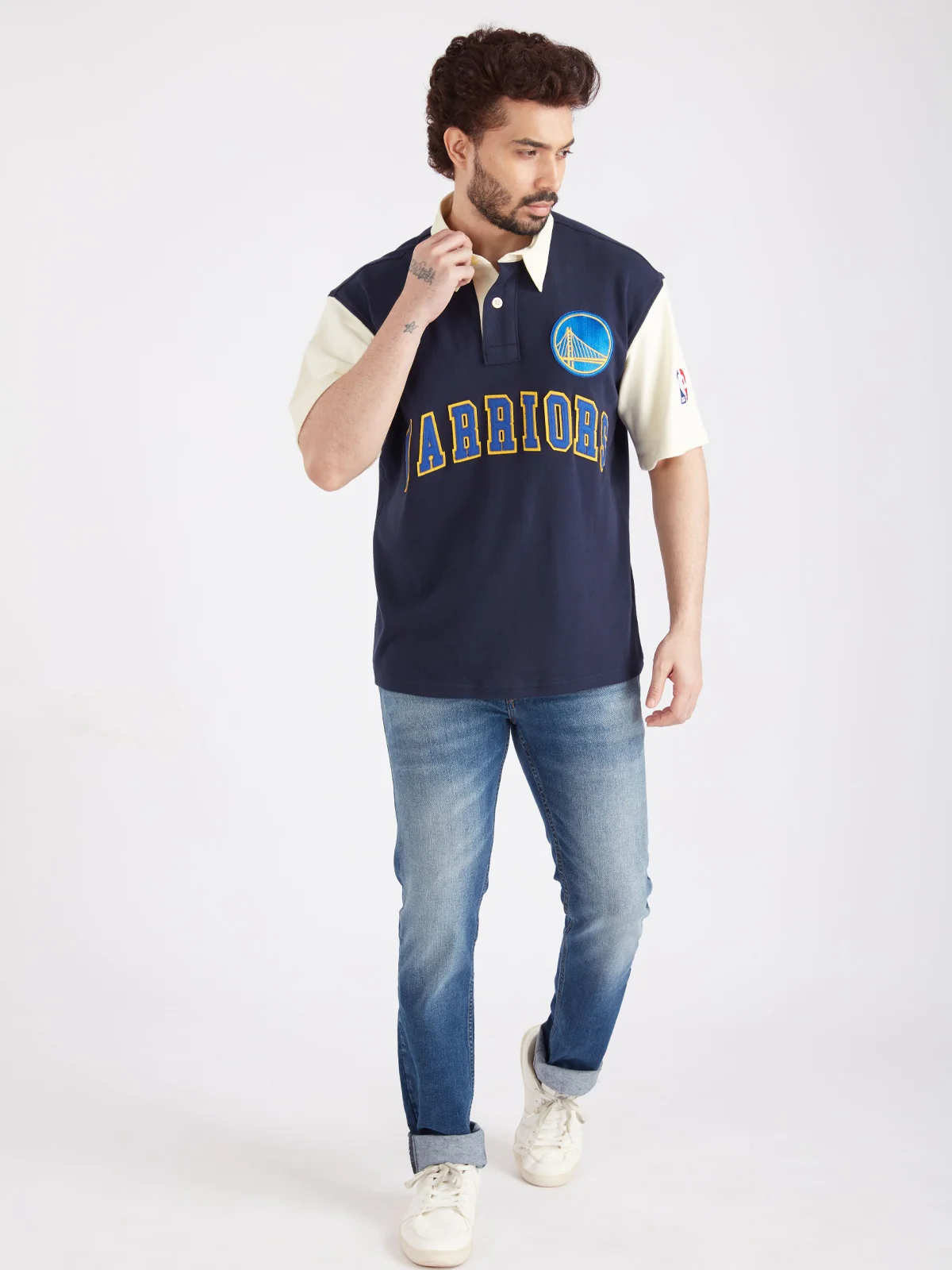 Golden State Warriors Typography Oversized Polo - Image 7