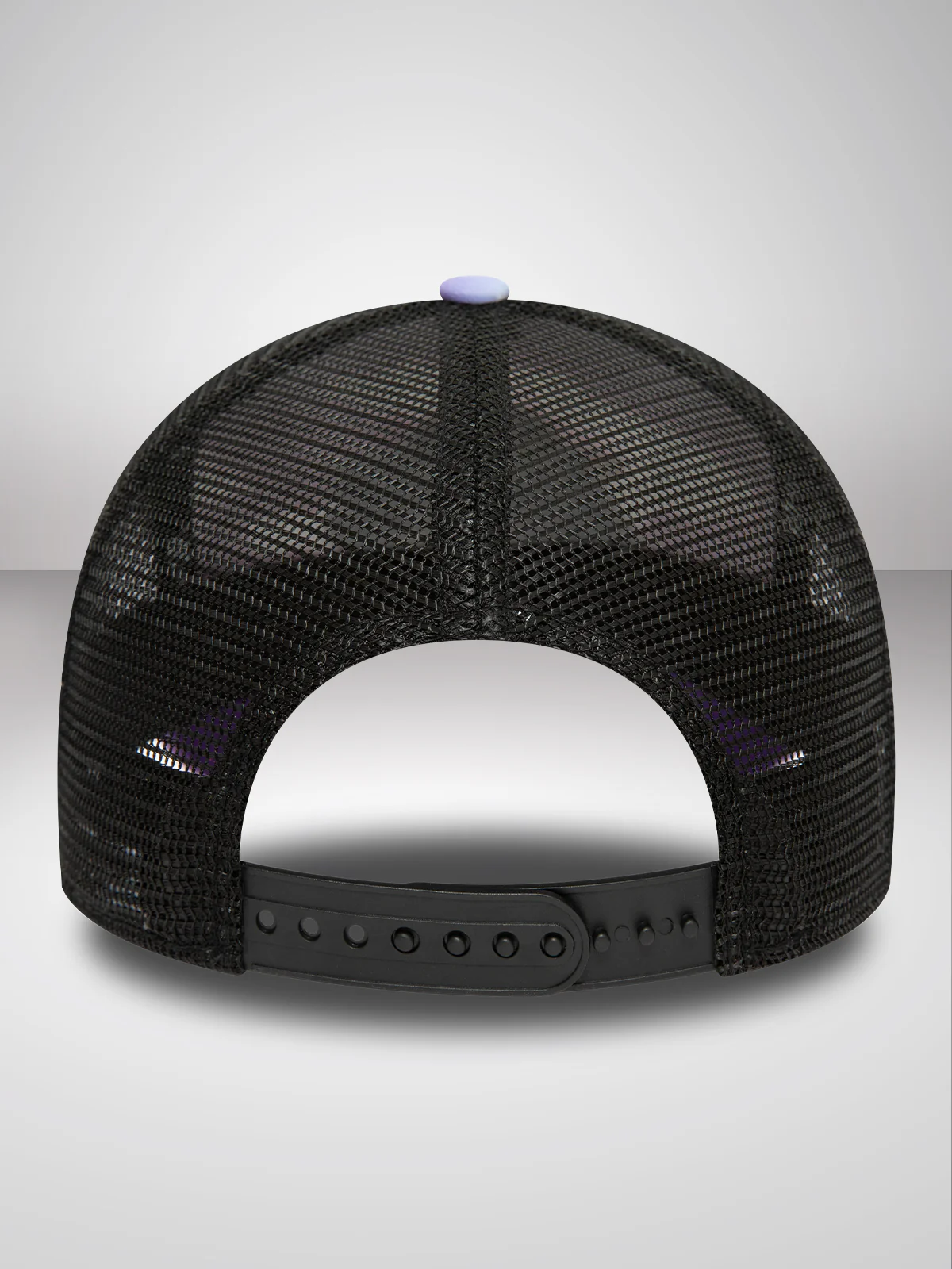LA Lakers Cloud All Over Print Purple A-Frame Trucker Cap - Image 4