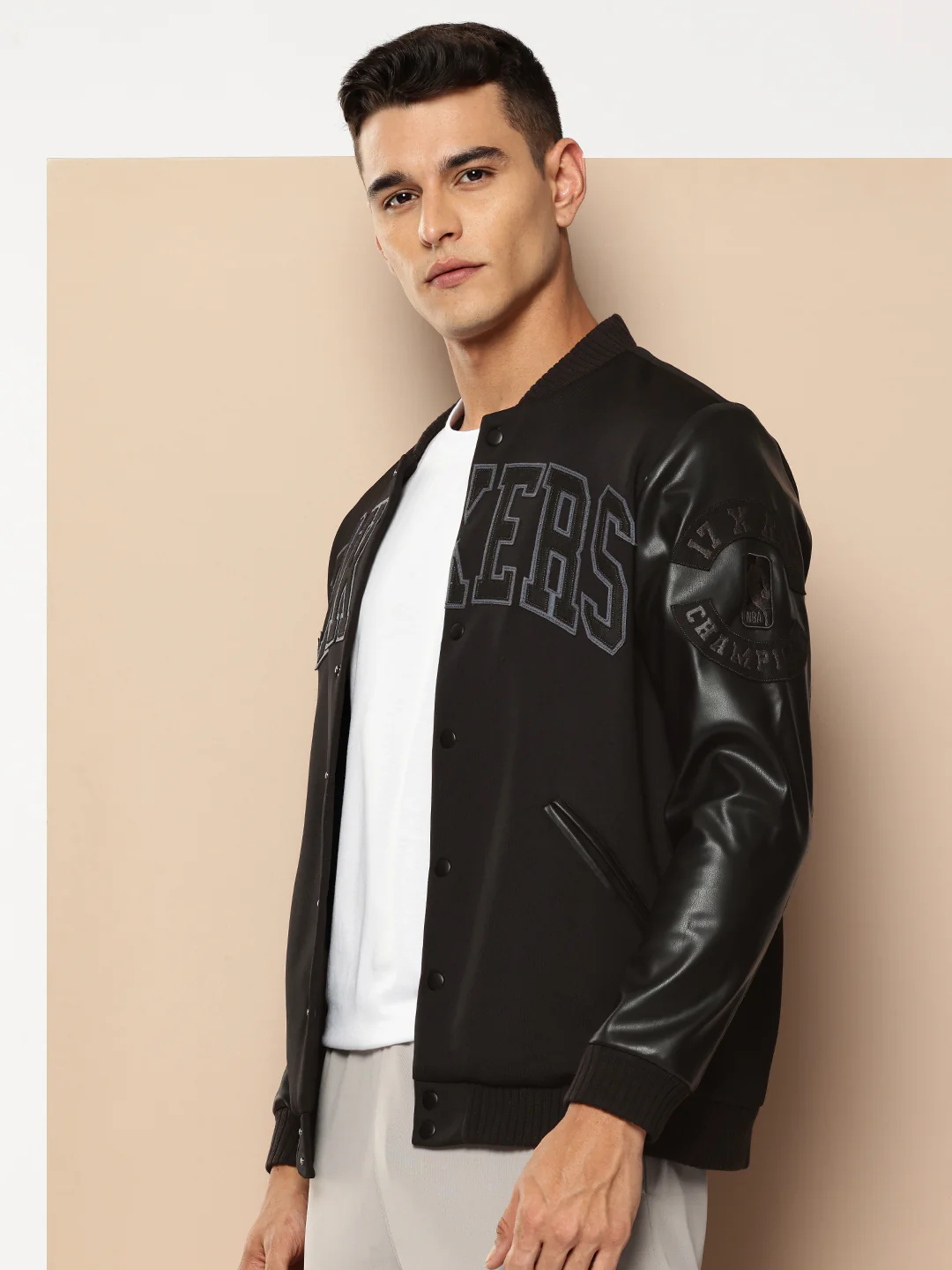 Los Angeles Lakers Black Varsity Jacket - Image 4
