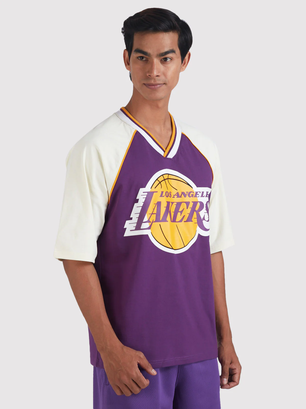 Los Angeles Lakers Contrast Colour Oversized T-Shirt - Image 4