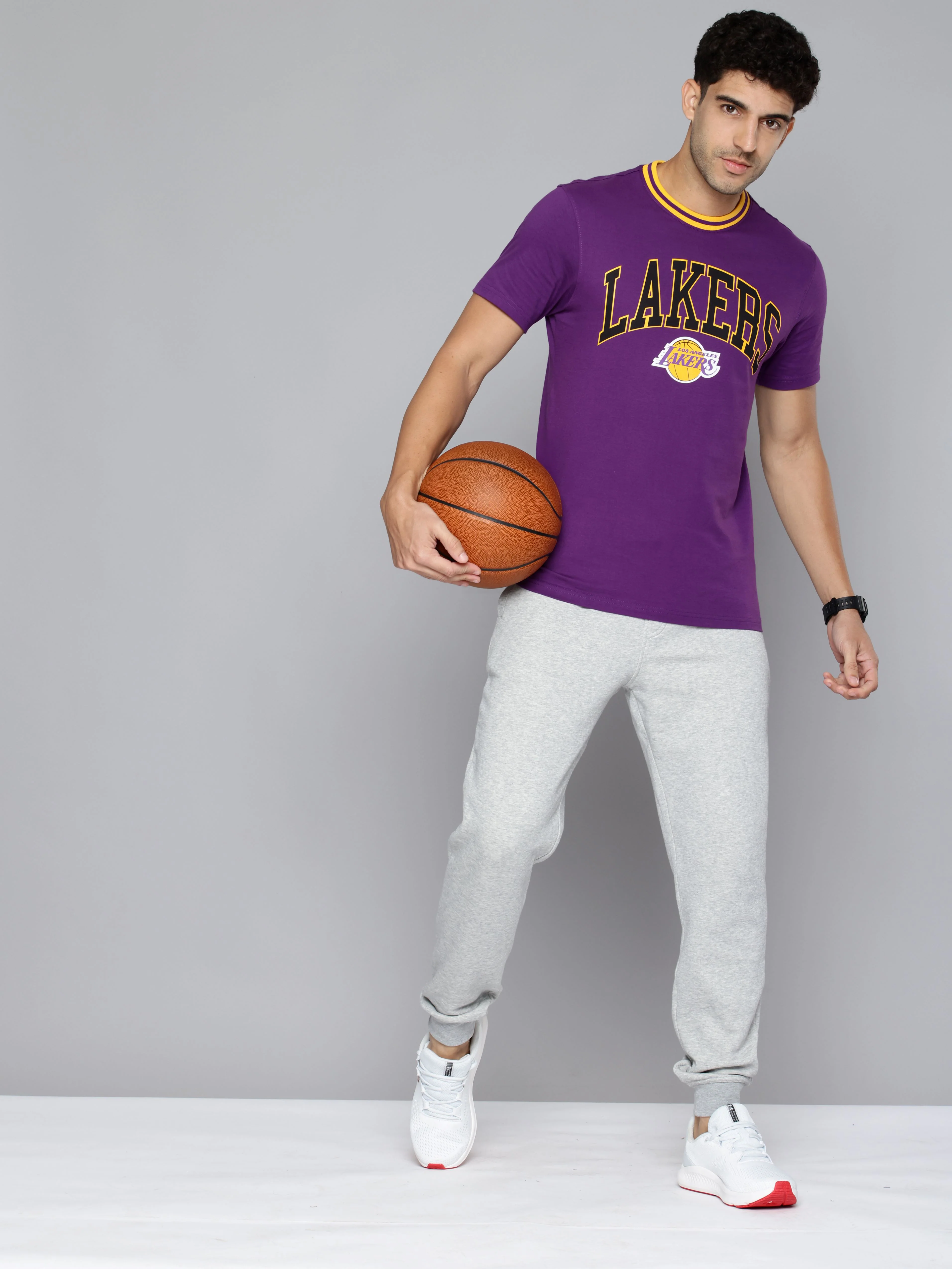 Los Angeles Lakers: Core Typography T Shirt - Purple - Image 5