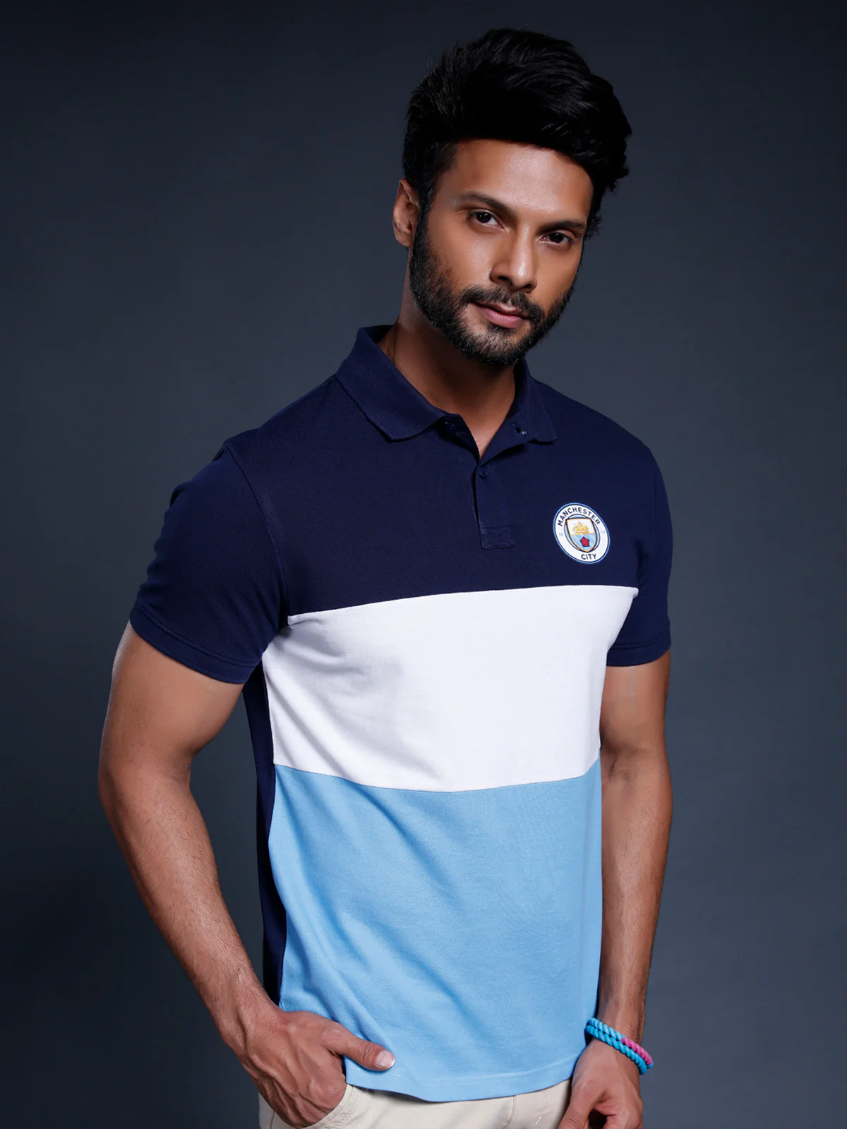 Manchester City: Classic Colourblocked Polo - Image 3